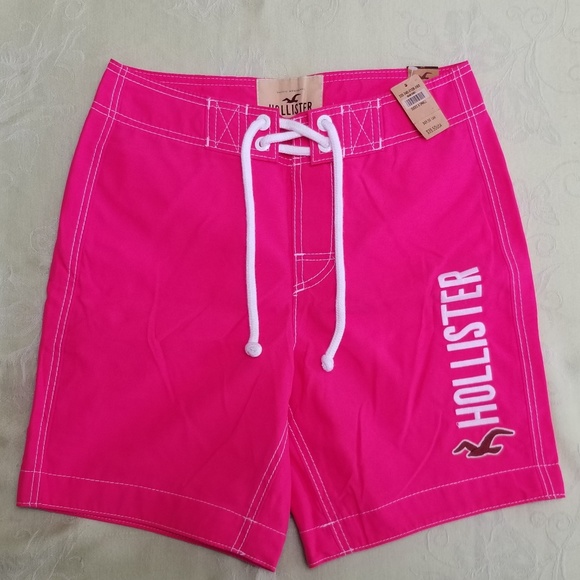 hollister pink swim trunks